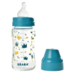 Biberon Verre Col Large 240Ml Blue