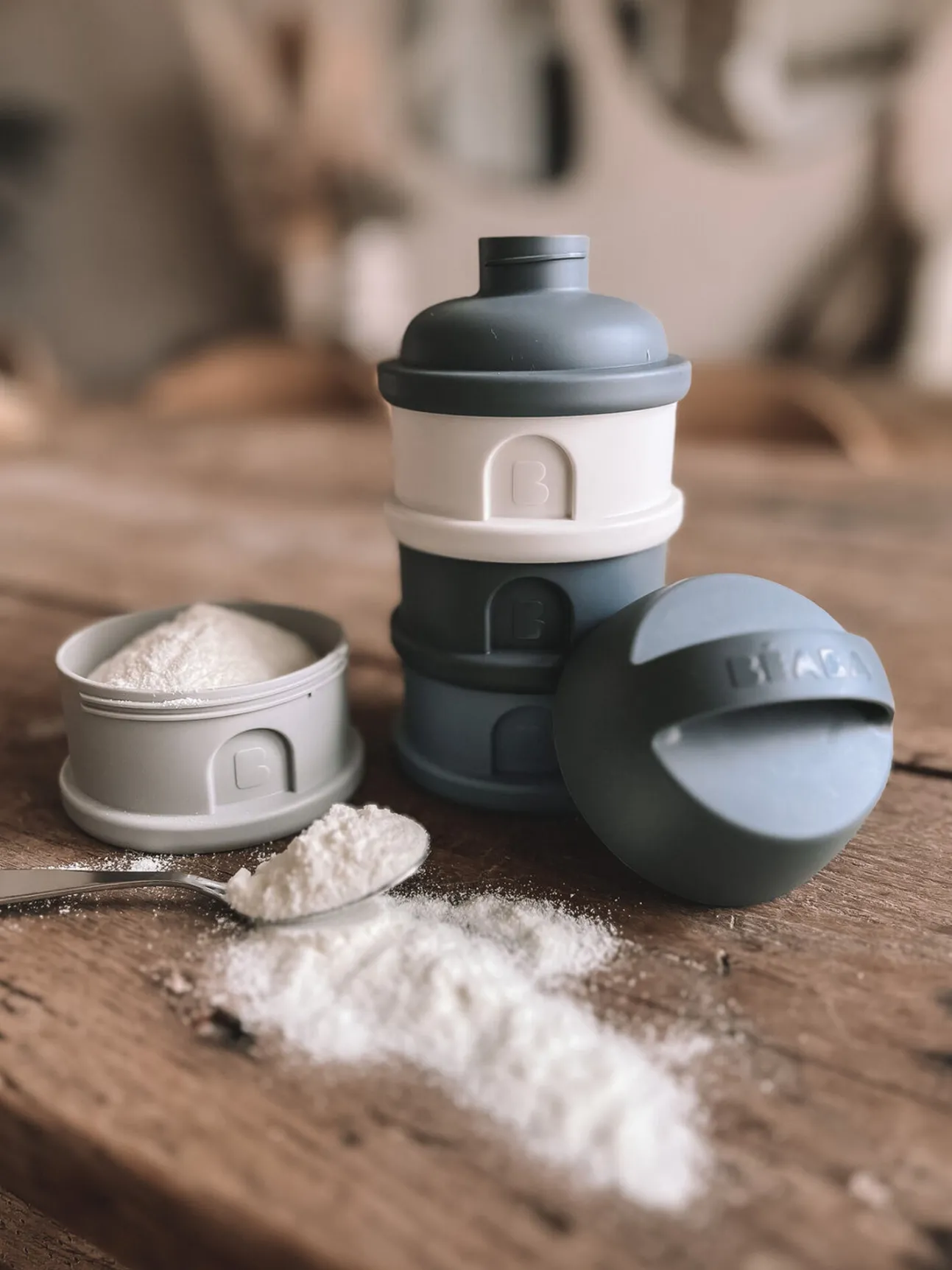 Boite Doseuse 4 Compartiments Mineral Grey / Blue