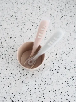 Lot 2 Cuilleres 1Er Age Silicone + Boite De Transport Grey/P