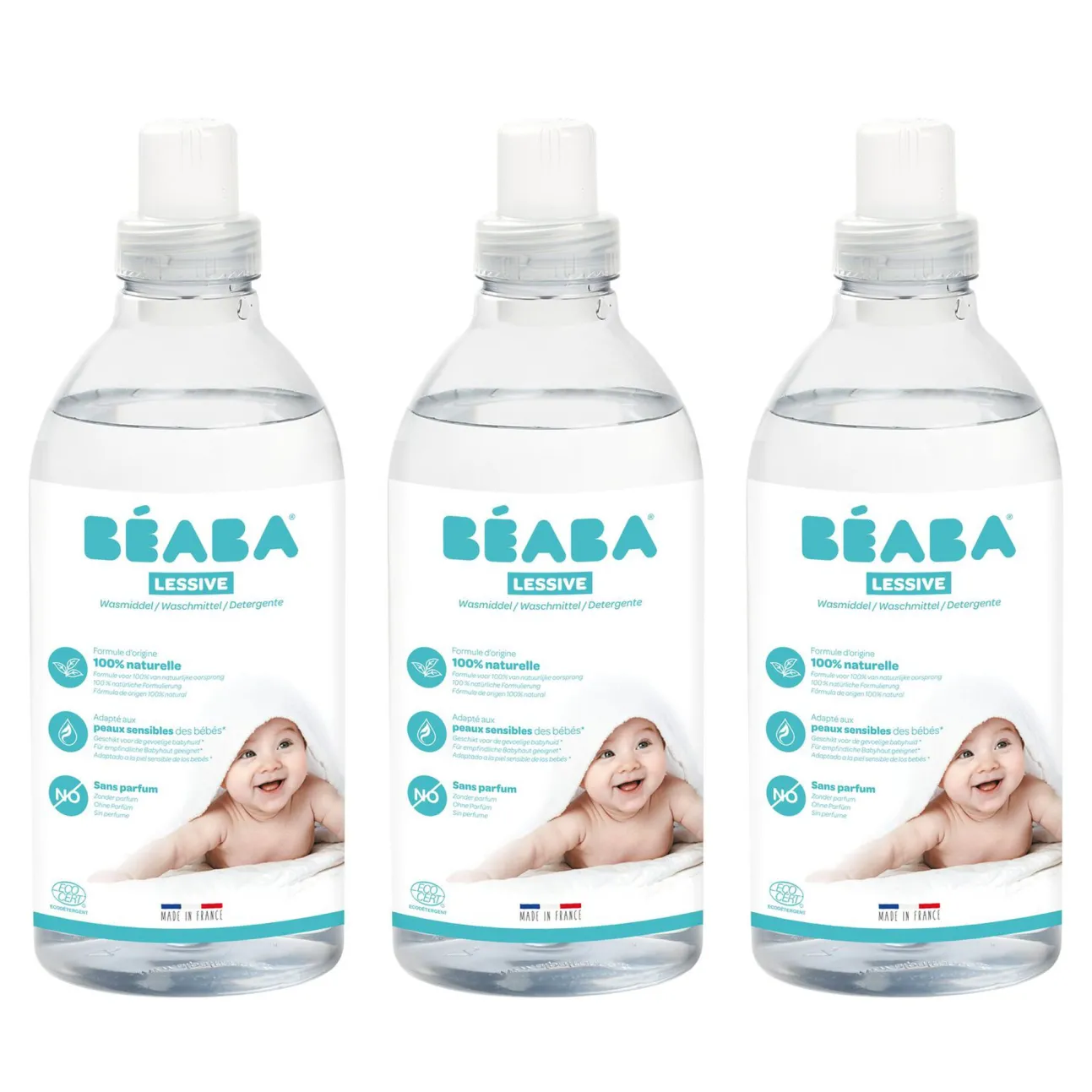 Lot 3 Lessives Sans Parfum - 1L