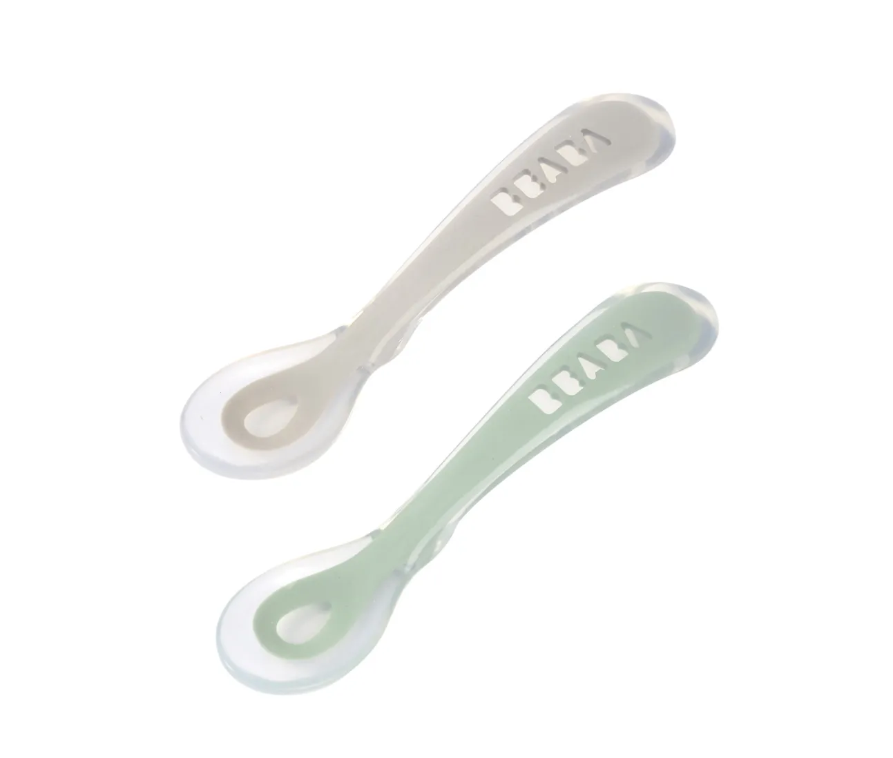 Lot De 2 Cuilleres 2Eme Age Silicone Avec Boite De Transport