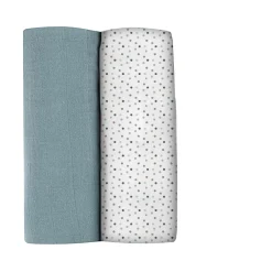 Lot De 2 Langes Xxl En Coton Baltic Blue/Points