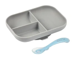 Set Repas Silicone Avec Ventouse Grey