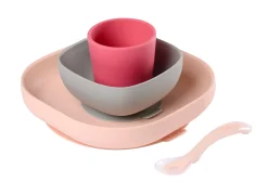 Set Vaisselle Silicone 4 Pieces Pink