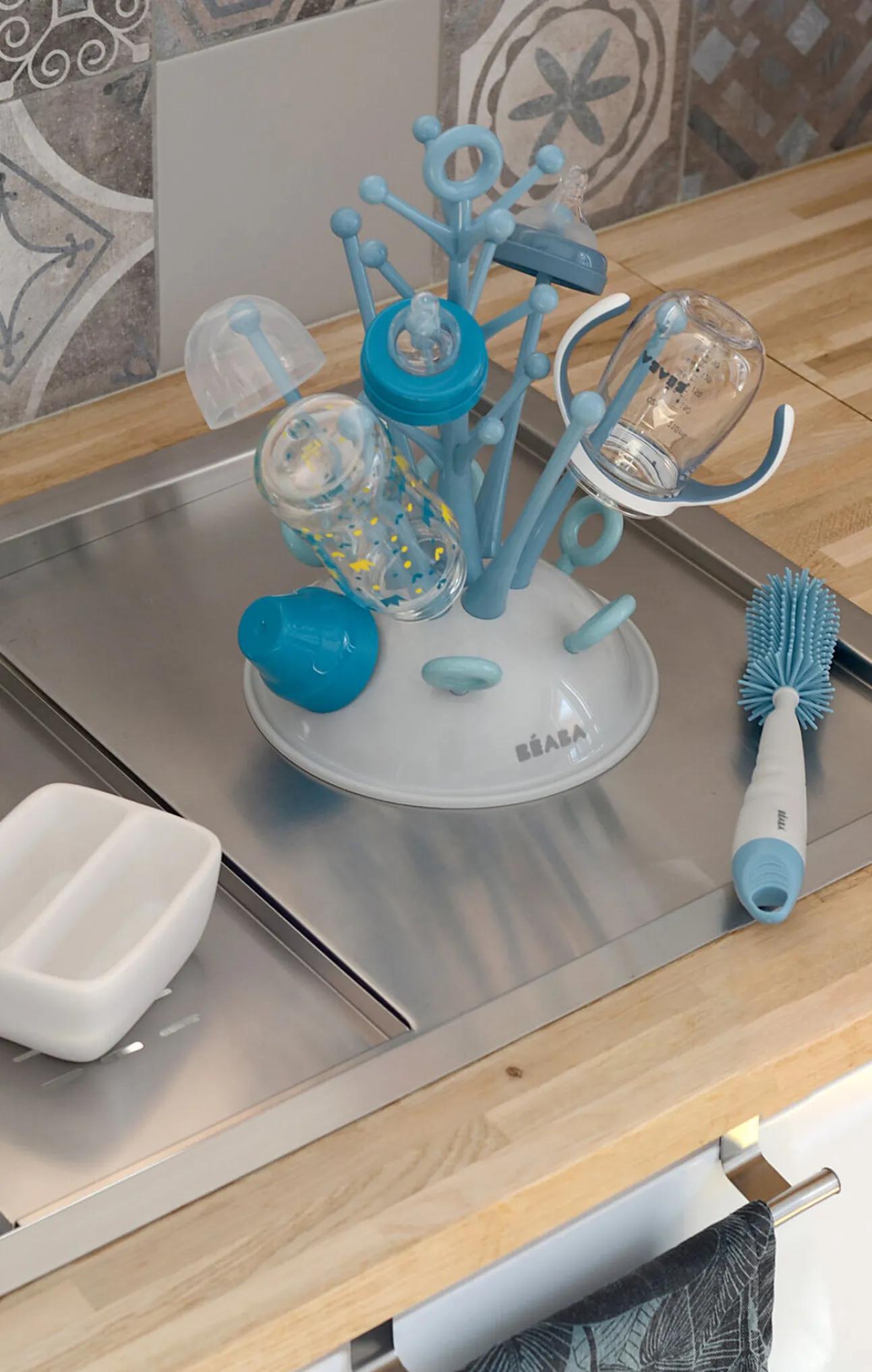 Egoutte-Biberons Arbre Blue